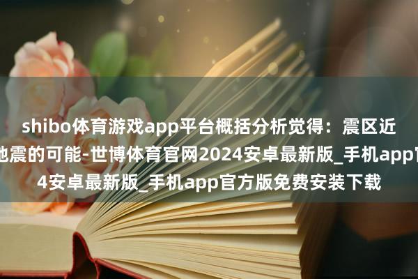 shibo体育游戏app平台概括分析觉得：震区近期存在发生5至6级地震的可能-世博体育官网2024安卓最新版_手机app官方版免费安装下载
