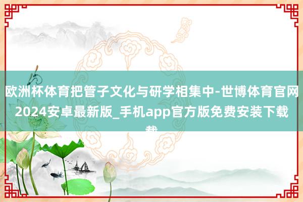 欧洲杯体育把管子文化与研学相集中-世博体育官网2024安卓最新版_手机app官方版免费安装下载