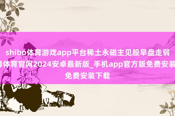 shibo体育游戏app平台稀土永磁主见股早盘走弱-世博体育官网2024安卓最新版_手机app官方版免费安装下载