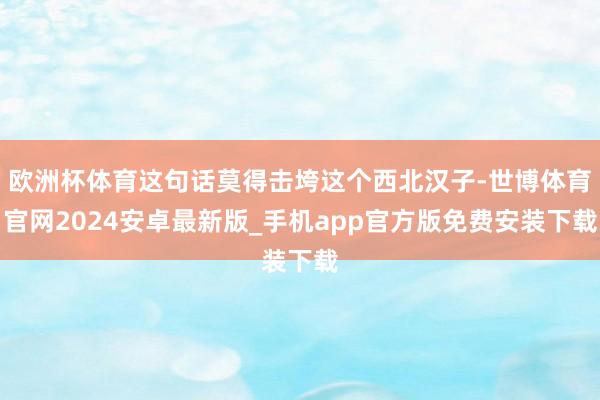 欧洲杯体育这句话莫得击垮这个西北汉子-世博体育官网2024安卓最新版_手机app官方版免费安装下载