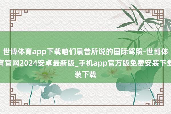 世博体育app下载咱们曩昔所说的国际驾照-世博体育官网2024安卓最新版_手机app官方版免费安装下载