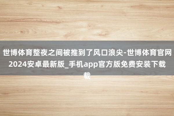 世博体育整夜之间被推到了风口浪尖-世博体育官网2024安卓最新版_手机app官方版免费安装下载
