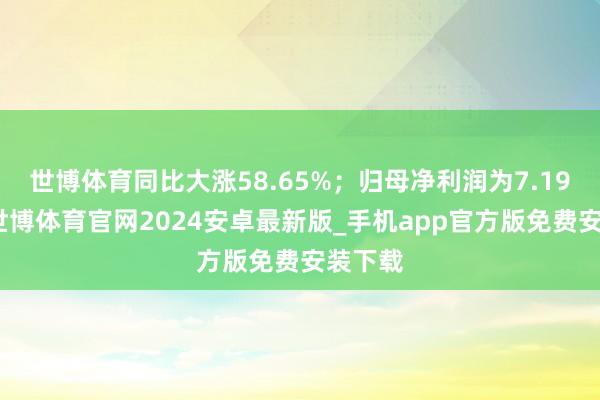世博体育同比大涨58.65%；归母净利润为7.19亿元-世博体育官网2024安卓最新版_手机app官方版免费安装下载