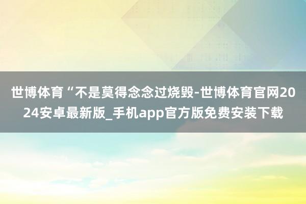 世博体育　　“不是莫得念念过烧毁-世博体育官网2024安卓最新版_手机app官方版免费安装下载