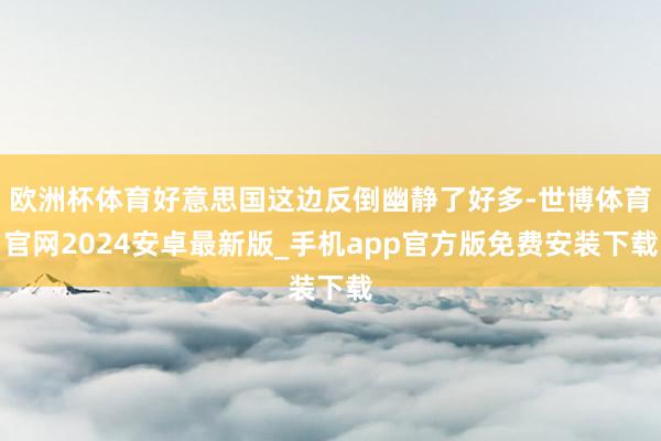 欧洲杯体育好意思国这边反倒幽静了好多-世博体育官网2024安卓最新版_手机app官方版免费安装下载